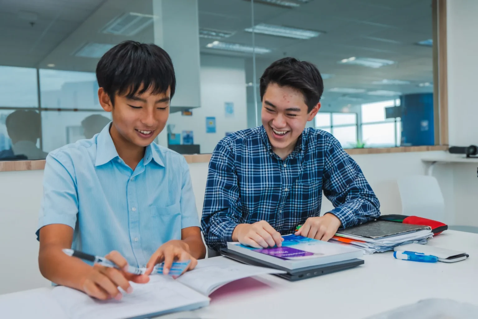 Two students studying together